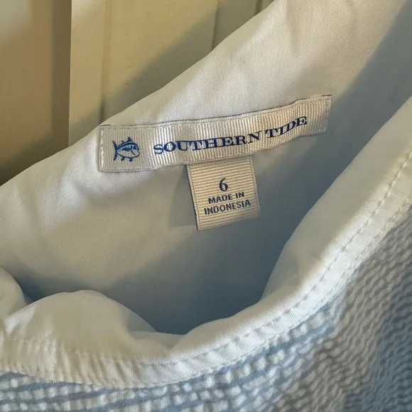 Southern Tide Josephine Seersucker Dress in Boat Blue