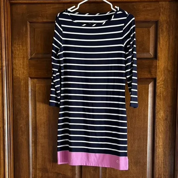 Southern Tide Navy Stripe Long Sleeve Dress/ Pink stripe- size Small