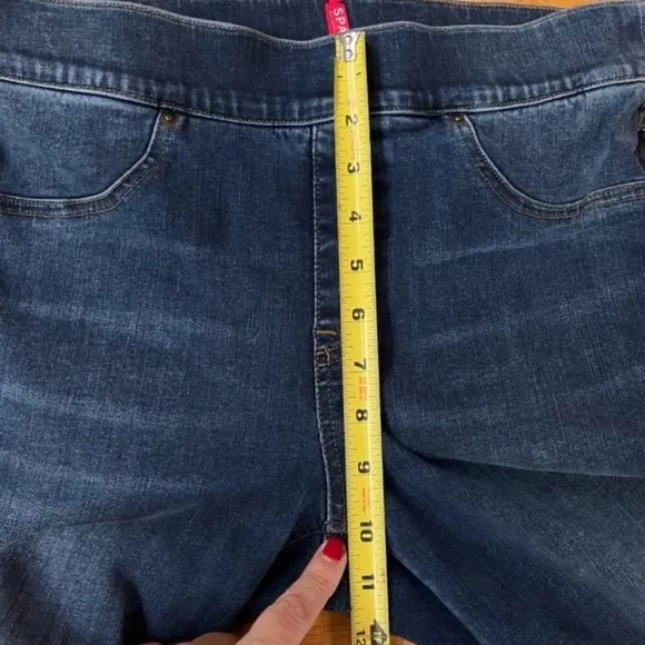 Spanx Distressed Skinny Jeggings Pull On Jeans Tummy Control Pockets, Size M
