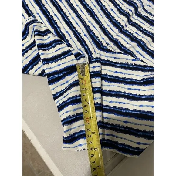 SPANX Women’s Sunshine Shorts 6&quot; Inseam Blue Painted Stripe Print L