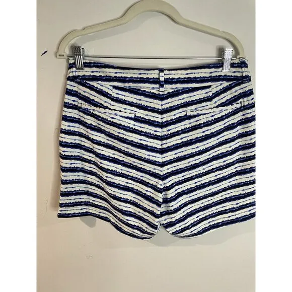 SPANX Women’s Sunshine Shorts 6&quot; Inseam Blue Painted Stripe Print L