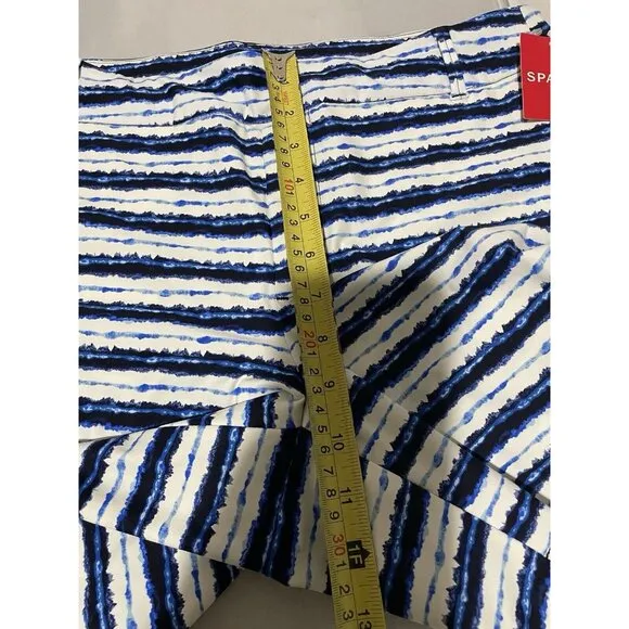 SPANX Women’s Sunshine Shorts 6&quot; Inseam Blue Painted Stripe Print L