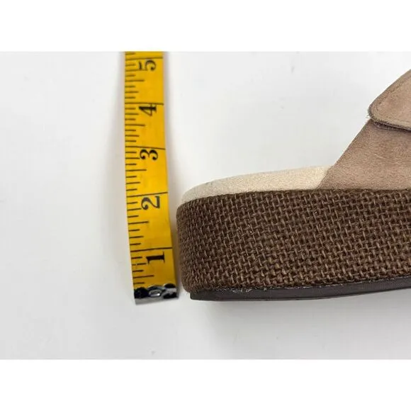 Spenco Memphis Slide Sandals Women 8 EUC‎ Beige Comfort Leather Suede Flats