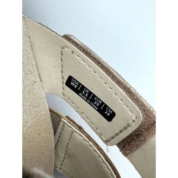 Spenco Memphis Slide Sandals Women 8 EUC‎ Beige Comfort Leather Suede Flats