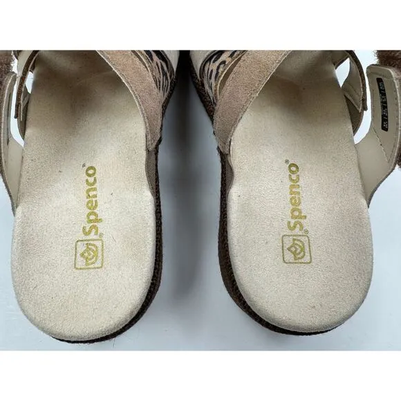 Spenco Memphis Slide Sandals Women 8 EUC‎ Beige Comfort Leather Suede Flats