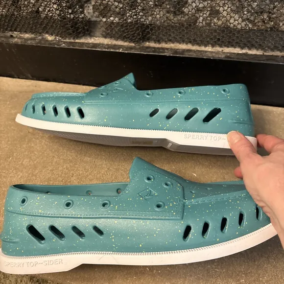 Sperry A/O Float NWB Speckle Teal Boat Shoes Size 13 M Men Rare Color