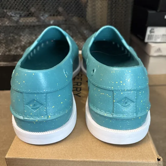 Sperry A/O Float NWB Speckle Teal Boat Shoes Size 13 M Men Rare Color