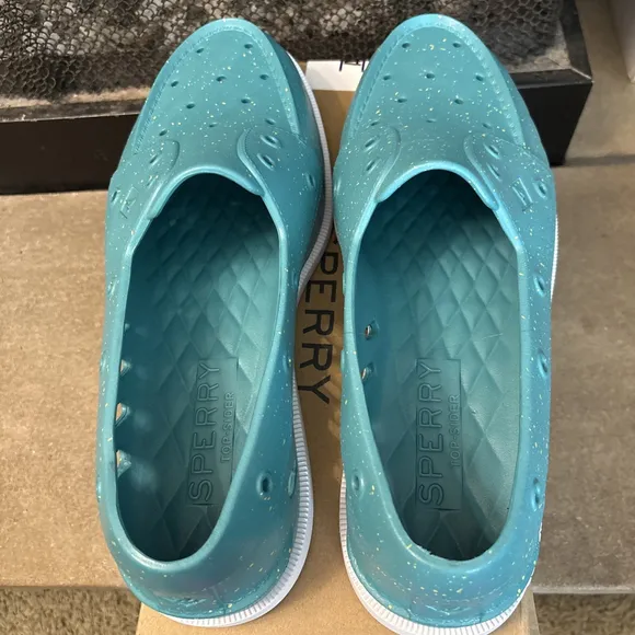 Sperry A/O Float NWB Speckle Teal Boat Shoes Size 13 M Men Rare Color