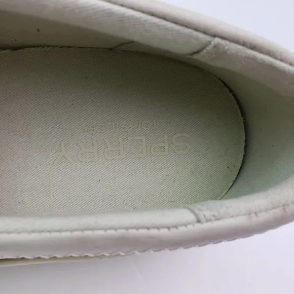 Sperry Boat Runner Mens Size 11.5 Bone Beige Leather Slip On Casual Loafer Shoes