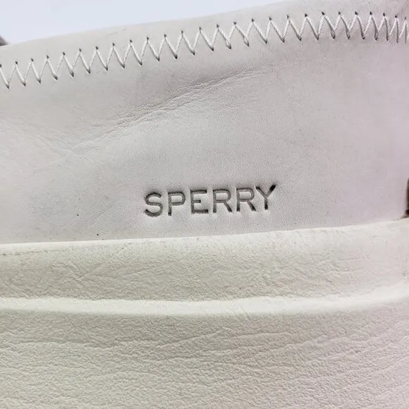 Sperry Boat Runner Mens Size 11.5 Bone Beige Leather Slip On Casual Loafer Shoes