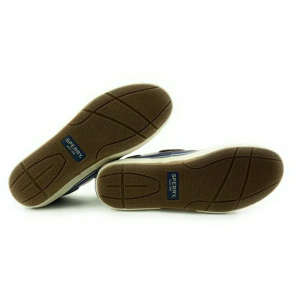 Sperry Men's Halyard 2-Eye Leather Navy Slip On Boat Shoes STS22766 Size 8 Wide