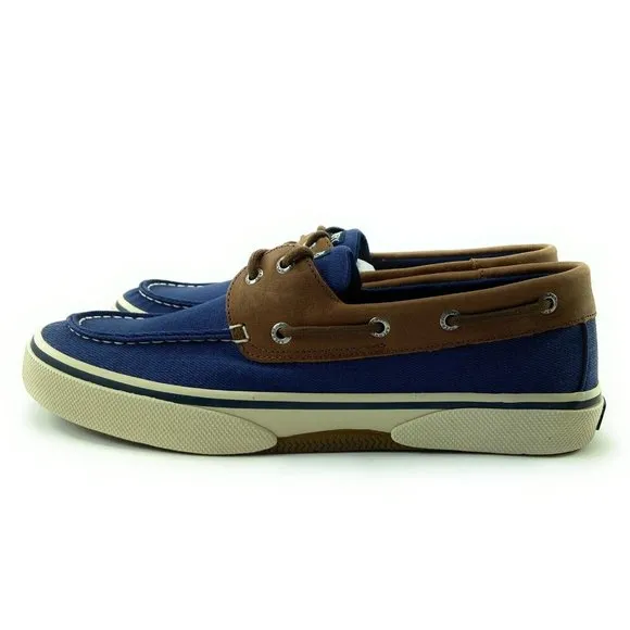 Sperry Men's Halyard 2-Eye Leather Navy Slip On Boat Shoes STS22766 Size 8 Wide