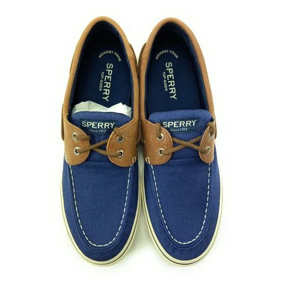 Sperry Men's Halyard 2-Eye Leather Navy Slip On Boat Shoes STS22766 Size 8 Wide
