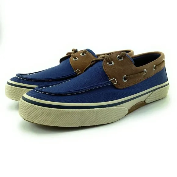 Sperry Men's Halyard 2-Eye Leather Navy Slip On Boat Shoes STS22766 Size 8 Wide