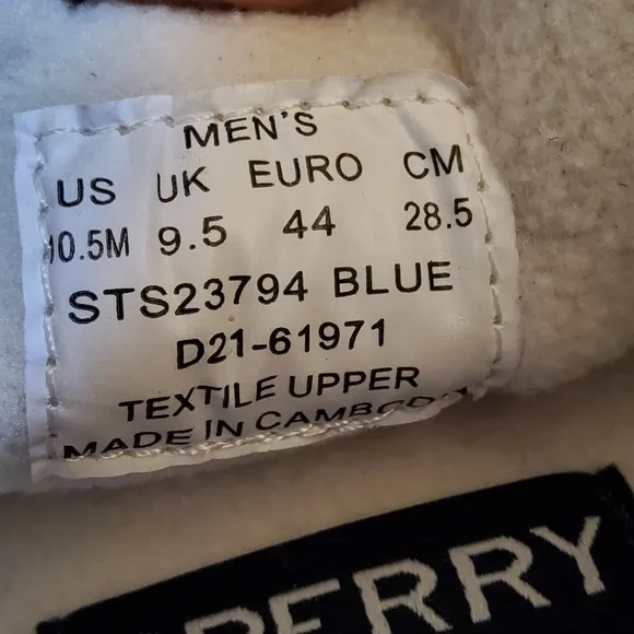 Sperry Men’s Moc Sider Quilt Nylon Slip On Shoe Blue Microfleece Cozy New
