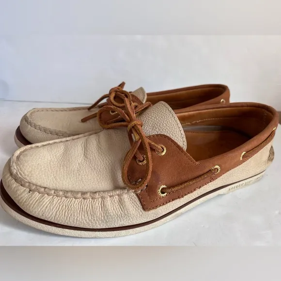 Sperry Mocassin US 11.5 M Gold Cup 2 Eye Men's Boat Shoes Tan Two-toned