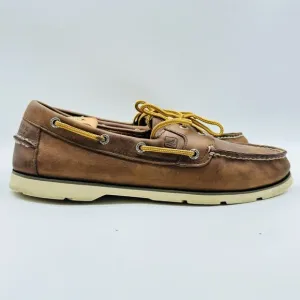 Sperry Shoes Mens 10.5 Brown Leather Boat Deck Casual Slip On Loafers Moccasins