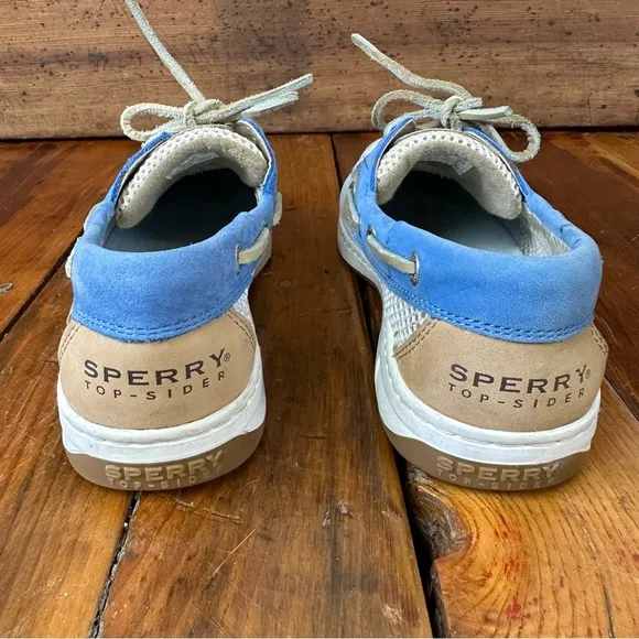 Sperry Top-Sider 2-Eye Bluefish Boat Shoe 7 White Blue
