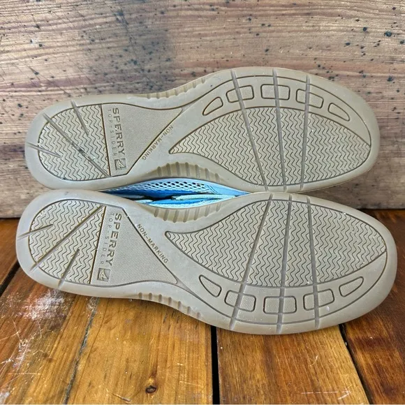 Sperry Top-Sider 2-Eye Bluefish Boat Shoe 7 White Blue