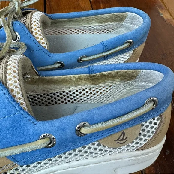Sperry Top-Sider 2-Eye Bluefish Boat Shoe 7 White Blue