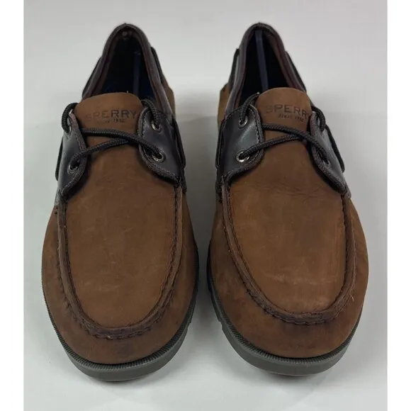 Sperry Top-Sider Leeward Brown Buck Mens 15 Medium Leather Boat Shoes 0777896