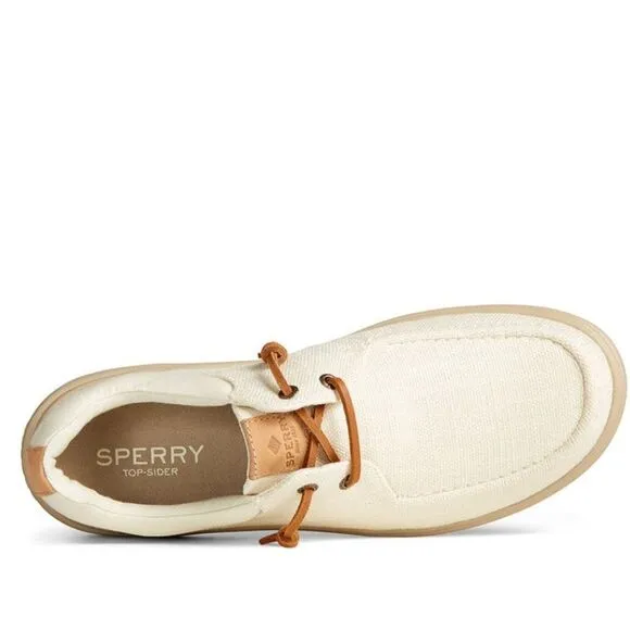 SPERRY TOP-SIDER Men's Captains Moc Toe Hemp Boat  Shoe, Size 10, Ivory, NWT