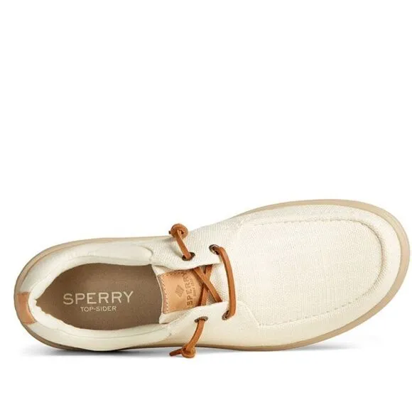 SPERRY TOP-SIDER Men's Captains Moc Toe Hemp Boat  Shoe, Size 13, Ivory, NWT