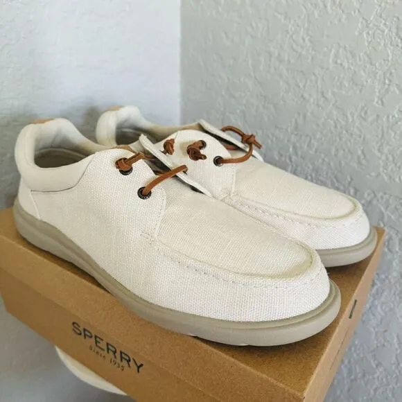 SPERRY TOP-SIDER Men's Captains Moc Toe Hemp Boat  Shoe, Size 13, Ivory, NWT