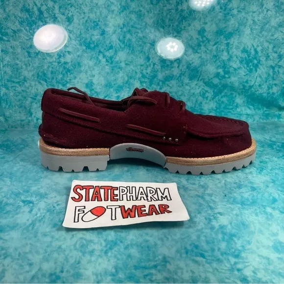 Sperry Top Sider Men’s Red Low Top Casual Vibram Sole Wool Boat Shoes Size 10.5