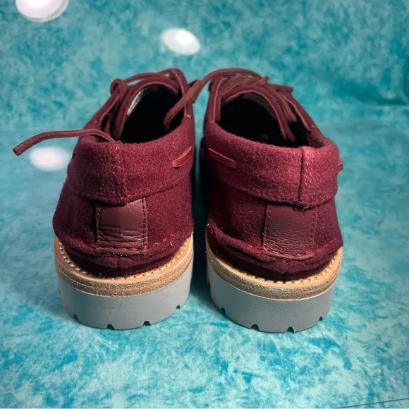Sperry Top Sider Men’s Red Low Top Casual Vibram Sole Wool Boat Shoes Size 10.5