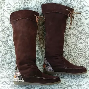 Sperry Top-Sider Plaid Accent Nice Below Knee Leather Boots