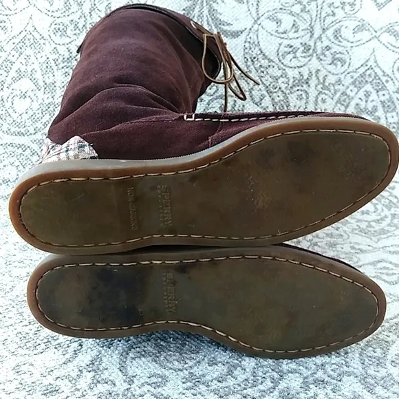 Sperry Top-Sider Plaid Accent Nice Below Knee Leather Boots