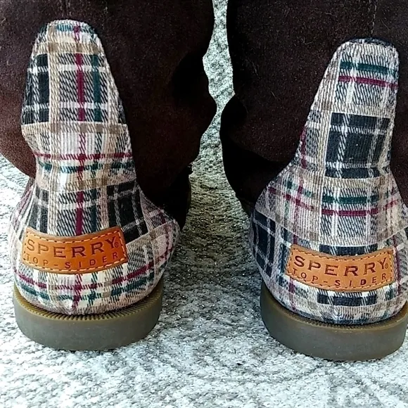 Sperry Top-Sider Plaid Accent Nice Below Knee Leather Boots