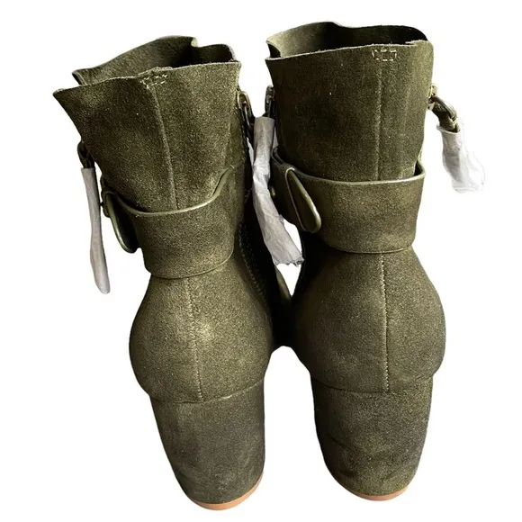 Splendid Green Leather Suede Ankle Boots Size: 10 New!