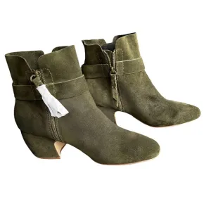 Splendid Green Leather Suede Ankle Boots Size: 10 New!