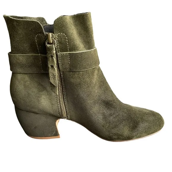 Splendid Green Leather Suede Ankle Boots Size: 10 New!