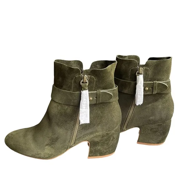 Splendid Green Leather Suede Ankle Boots Size: 10 New!