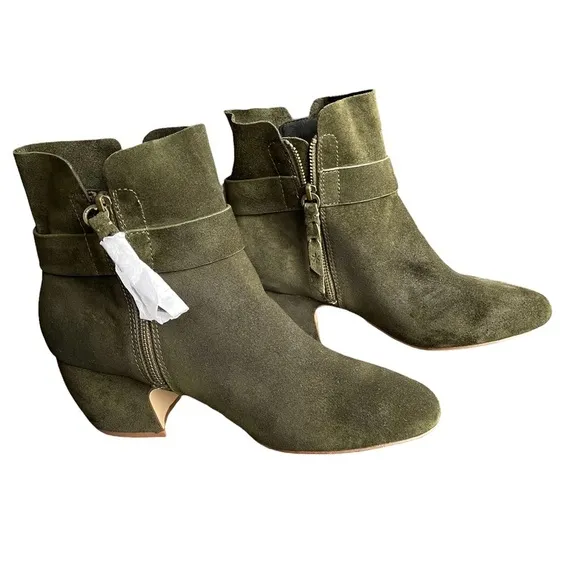 Splendid Green Leather Suede Ankle Boots Size: 10 New!