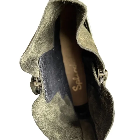 Splendid Green Leather Suede Ankle Boots Size: 10 New!