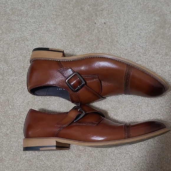 Stacy Adams Brown Leather Cognac Men's Shoes With Monkstrap