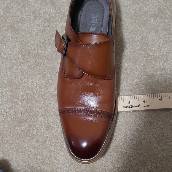 Stacy Adams Brown Leather Cognac Men's Shoes With Monkstrap