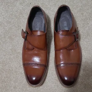 Stacy Adams Brown Leather Cognac Men's Shoes With Monkstrap
