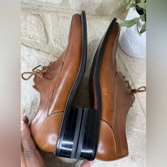 Stacy Adams cognac Derby square toe dress shoes sz 10