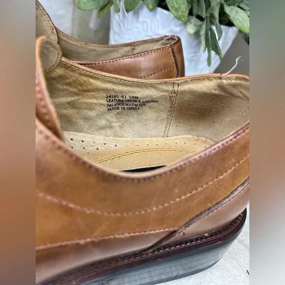 Stacy Adams cognac Derby square toe dress shoes sz 10