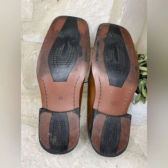 Stacy Adams cognac Derby square toe dress shoes sz 10