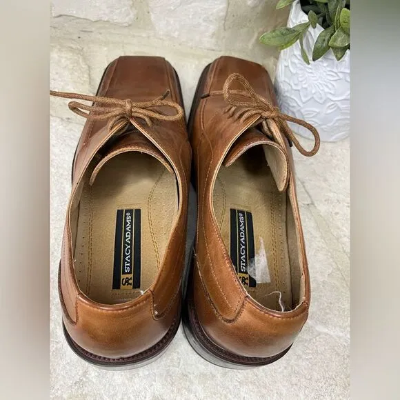 Stacy Adams cognac Derby square toe dress shoes sz 10