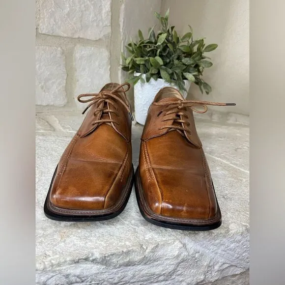 Stacy Adams cognac Derby square toe dress shoes sz 10
