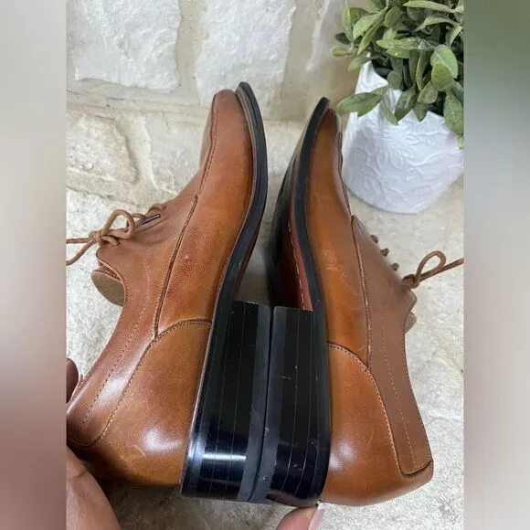 Stacy Adams cognac Derby square toe dress shoes sz 10