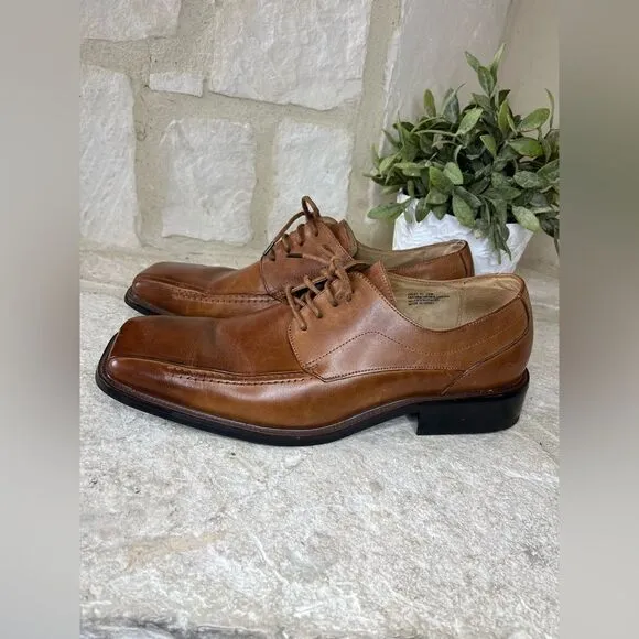 Stacy Adams cognac Derby square toe dress shoes sz 10