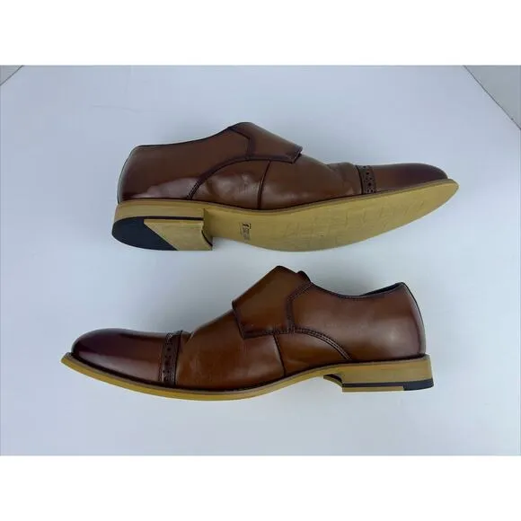 Stacy Adams Duncan Cap Toe Single Buckle Monk Strap Shoes Size 12 Cognac Leather